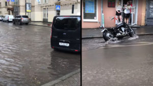 Центр Киева накрыл сильный ливень: улицы превратились в реки. Видео